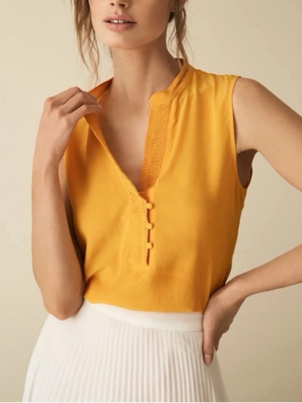 Reiss Sleeveless Knit Tank in Mustard Yellow US4